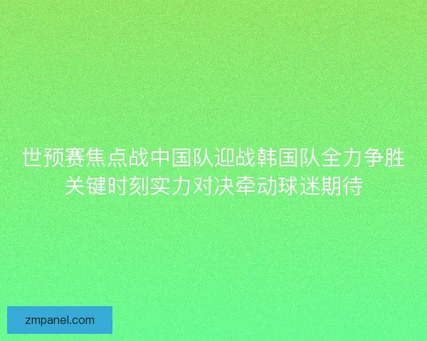 世预赛焦点战中国队迎战韩国队全力争胜关键时刻实力对决牵动球迷期待 世预赛焦点战中国队迎战韩国队全力争胜关键时刻实力对决牵动球迷期待