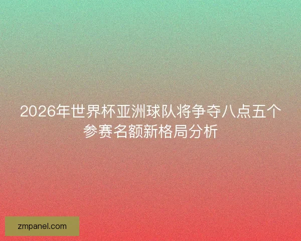 2026年世界杯亚洲球队将争夺八点五个参赛名额新格局分析